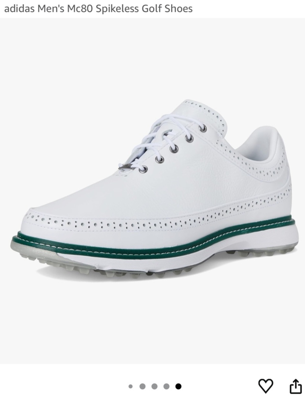 adidas Men's Mc80 Spikeless Golf Shoes, White/Green